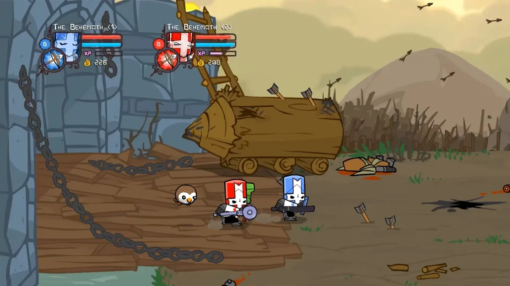 Castle Cashers Remastered castle crashers pelea del primer nivel saliendo del castillo