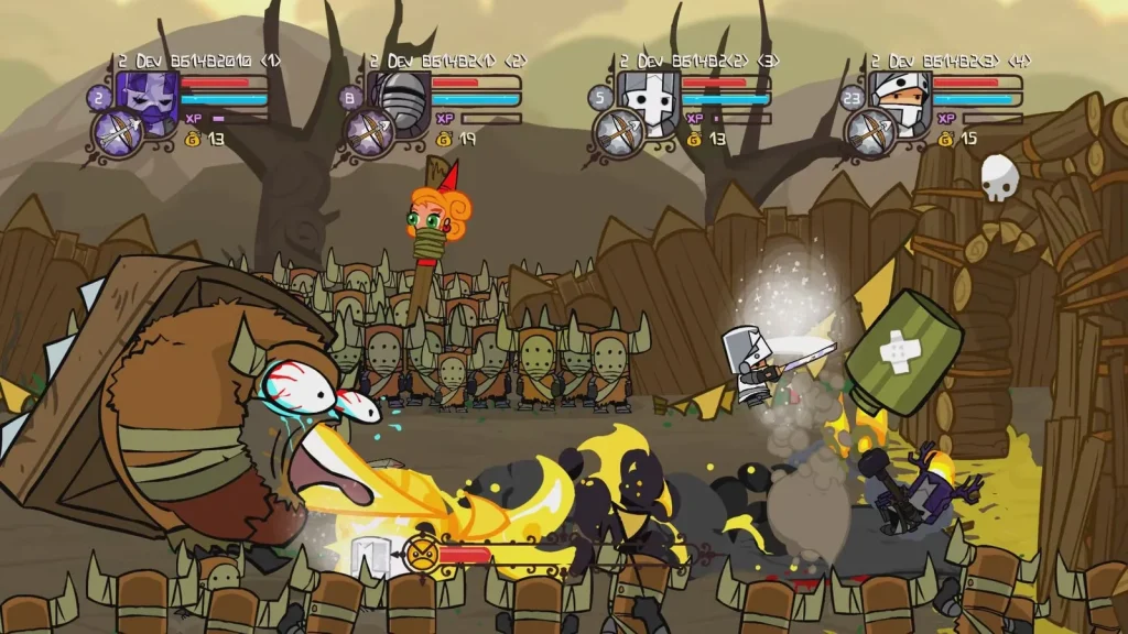 Castle Cashers Remastered castle crashers pelea del primer nivel luchando contra el jefe de los barbaros