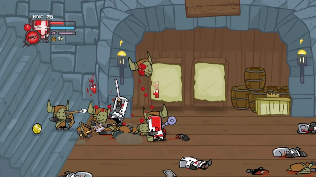 Castle Cashers Remastered castle crashers pelea del primer nivel contra los barbaros
