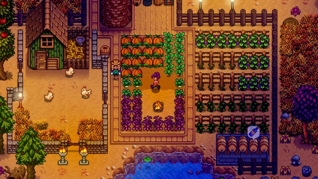noche en la granja en startew valley